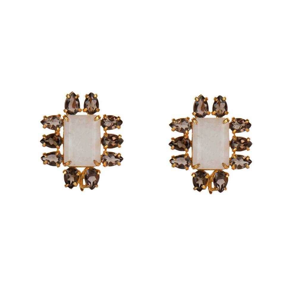 NEW BOUNKIT women's lucille studs in brown